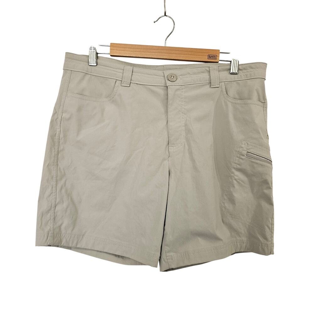 EDDIE BAUER Women's Ranier Hiking Fitted Mid Rise Khaki Short Size 14 - Picture 1 of 7